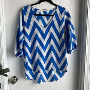 Everly Blue and White Blouse